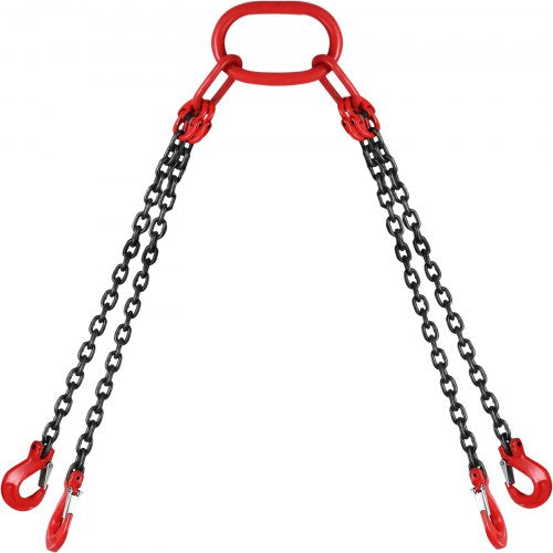 5ft G80 Alloy Steel Chain Sling 516 4Leg Engine Lift Chain With Grab Hooks 3 Ton11000 Lbs Capacity 8