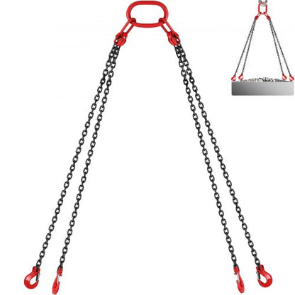 Alloy Steel Chain Sling with Legs, Engine Lift Chain Hoist Lifts 3 Ton, Heavy Duty Rigging for Construction, Mining
