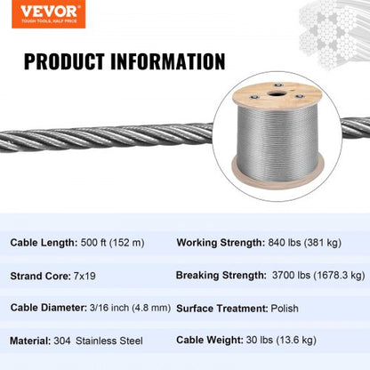 Stainless Steel Cable Reel Aircraft Grade Wire Rope For Winch Cable Replacement Deck Railing  Outdo 7