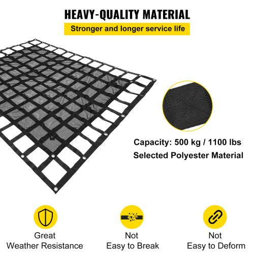 Heavy Duty Cargo Net For Pickup Truck Bed Includes Mesh Cam Buckles SHooks Cross Straps Fits Traile 3