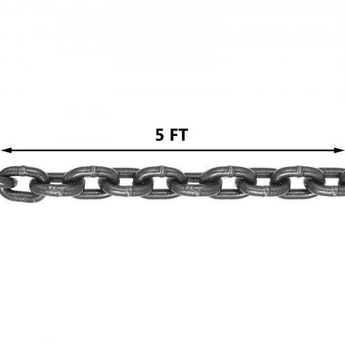 4T Capacity Double Leg Chain Sling, 5ft G80 Lifting Chain with Grab Hooks, 11,000LBS Load Limit – Durable Sling Chain
