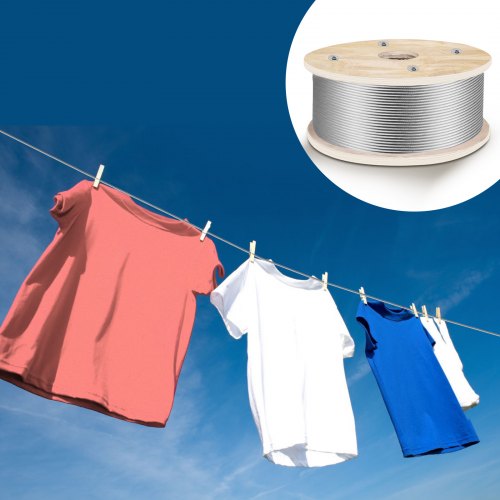 500ft 316 Stainless Steel Wire Rope, 3/16 Inch Steel Wire Cable with 1x19 Strands, 4700lbs Breaking Strength