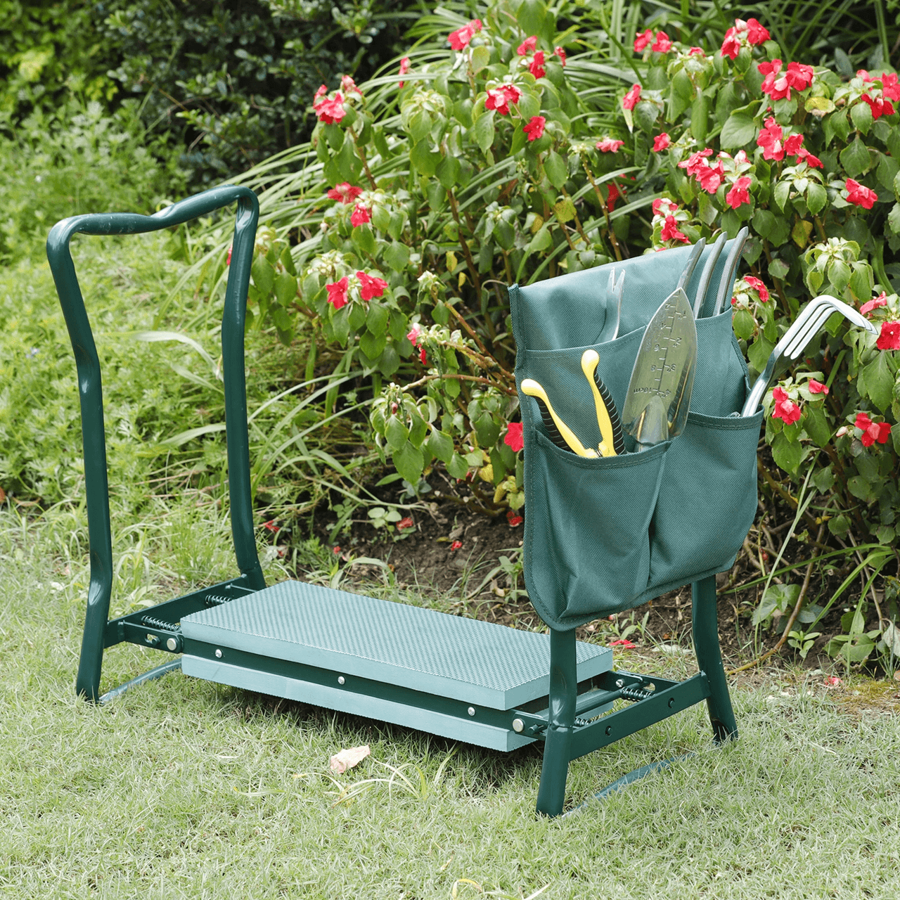 Foldable Garden Kneeler And Seat With Cushion Pad And Tool Pouch 3
