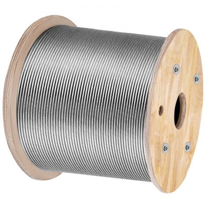 1000ft 1x19 Strands Construction Braided Aircraft Cable, 3/16" Stainless Steel Wire Rope for Deck Rail, String Lights
