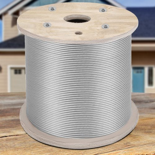 200FT T304 Stainless Steel Wire Rope, 1/4" 7x19 Steel Cable for Railing, Decking & DIY Balustrade (6400lbs Strength)