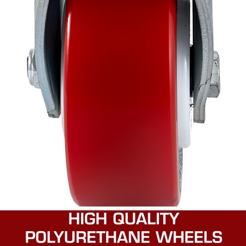 Polyurethane Iron Core Plate Casters Set 1000LBS Capacity Wheels With Side Brake 2 Swivel  2 Rigid 3