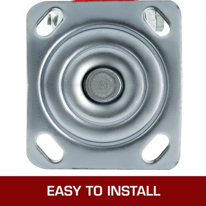Polyurethane Iron Core Plate Casters Set 1000LBS Capacity Wheels With Side Brake 2 Swivel  2 Rigid 6