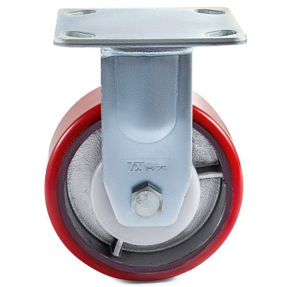 Polyurethane Iron Core Plate Casters Set 1000LBS Capacity Wheels With Side Brake 2 Swivel  2 Rigid 10