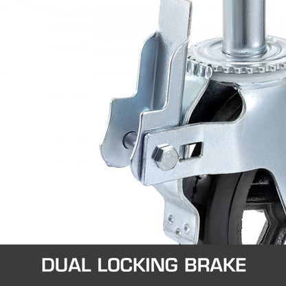 IndustrialGrade Rubber Swivel Casters With Dual Locking 360 Mobility 1100LBS Load Capacity Set Of 4 4