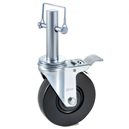 Dual Locking Rubber Scaffold Wheels 5 Solid Round Stem Casters With 280LBS Capacity 360 Swivel For  10
