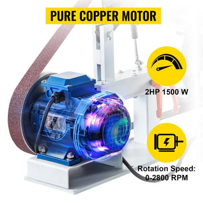 3-in-1 Belt Sander Polisher with Flat Platen & Tool Rest, 2HP Motor, 2x82" Belt for Knife Making & Metal Grinding