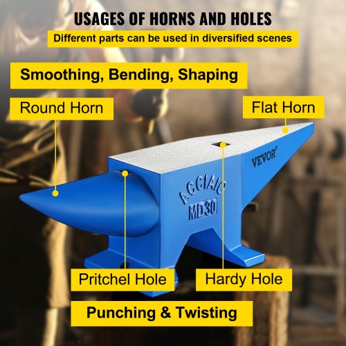 66 lb Portable Rugged Cast Iron Anvil, Blacksmith Anvil with Round Horn & Stable Workbench Base for Forging & Metalwork