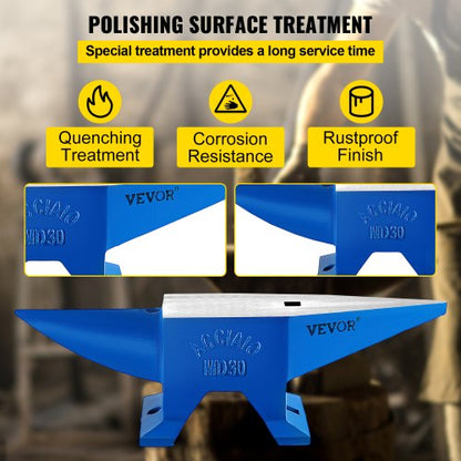 66 lb Portable Rugged Cast Iron Anvil, Blacksmith Anvil with Round Horn & Stable Workbench Base for Forging & Metalwork