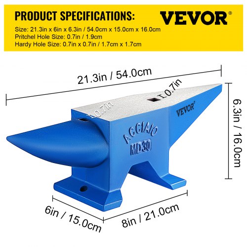 66 lb Portable Rugged Cast Iron Anvil, Blacksmith Anvil with Round Horn & Stable Workbench Base for Forging & Metalwork