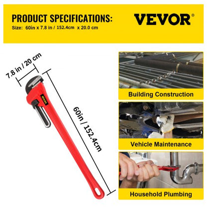 60 Adjustable Plumbers Pipe Wrench Heavy Duty Cast Iron Tool For Sink Faucet  Toilet Bowl Repairs 7