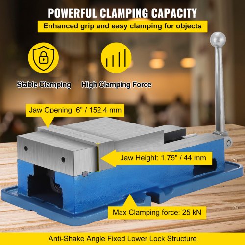 6" Heavy Duty Drill Press Vise, Milling Machine Bench Clamp with 29kN Clamping Force for Precision Drilling & Metalwork