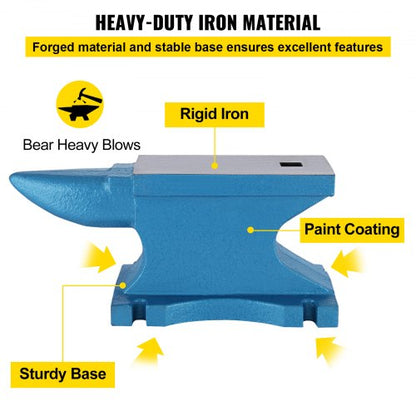 55lb Blacksmith Anvil with Rugged Round Horn, Professional Cast Iron Anvil for Jewelers, Metalsmiths & Forge Tools
