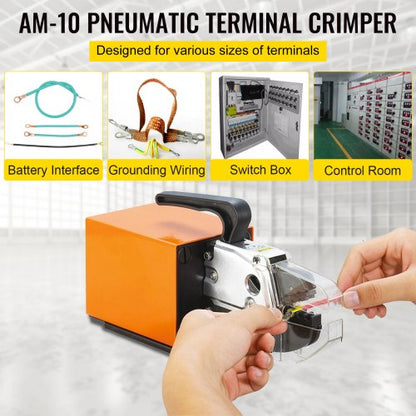 Mophorn AM10 Pneumatic Crimping Machine Air Powered Wire Terminal Crimper For Cables Up To 16mm 2