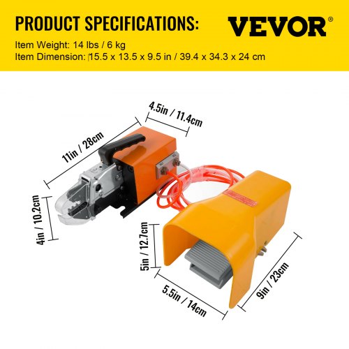 Mophorn AM10 Pneumatic Crimping Machine Air Powered Wire Terminal Crimper For Cables Up To 16mm 7
