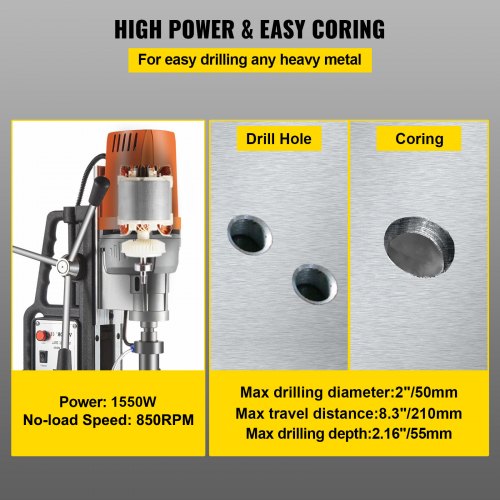 MD50 Electric Magnetic Drilling System 2 Boring Diameter 2900 LBS Magnet Force  1550W Motor 2