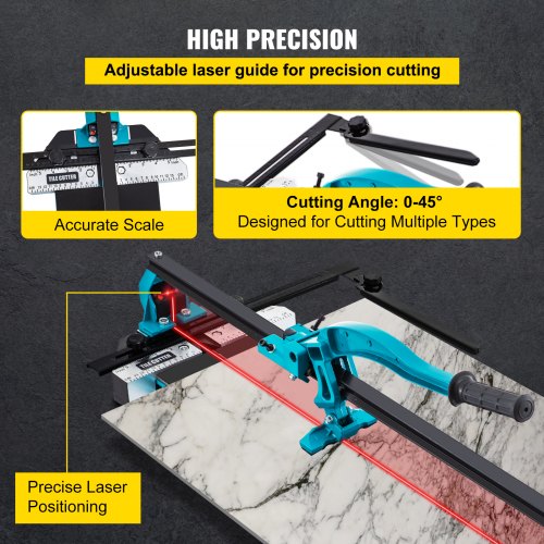 Manual Tile Cutter HeavyDuty Tile Cutter Tools W Single Rail Double Brackets  Laser Guide Snap Tile 4