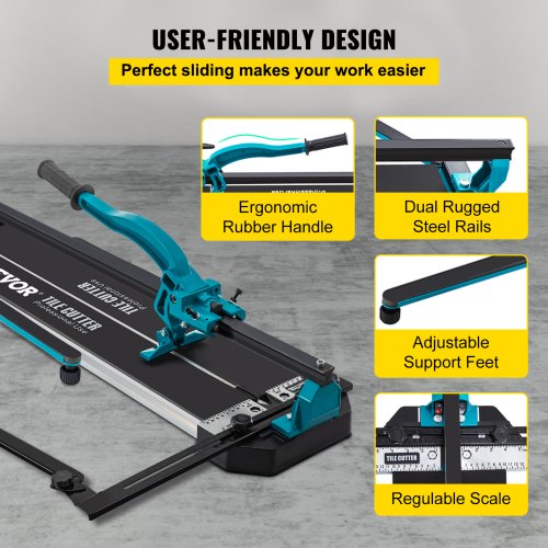 Manual Tile Cutter HeavyDuty Tile Cutter Tools W Single Rail Double Brackets  Laser Guide Snap Tile 6