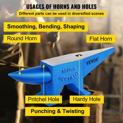 Single Horn Anvil Cast Steel Blacksmith Anvil For Sale Durable Forge Steel Tool W Round  Square Hol 4