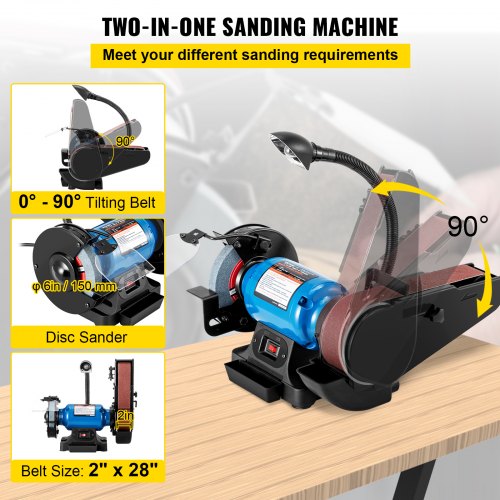 Belt Sander And Disc Sander Combo Bench Grinder With Durable Steel Base  LED Light Power For Worksh 3