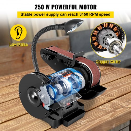 Belt Sander And Disc Sander Combo Bench Grinder With Durable Steel Base  LED Light Power For Worksh 4