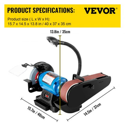 Belt Sander And Disc Sander Combo Bench Grinder With Durable Steel Base  LED Light Power For Worksh 7