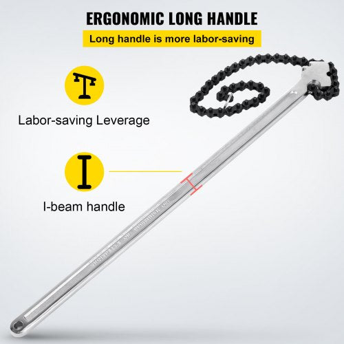 Heavy Duty Chain Wrench Carbon Steel Chain Pipe Wrench With Max Clamping Industrial Chain Strap Fil 6