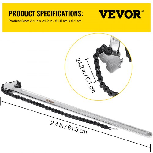 Heavy Duty Chain Wrench Carbon Steel Chain Pipe Wrench With Max Clamping Industrial Chain Strap Fil 7