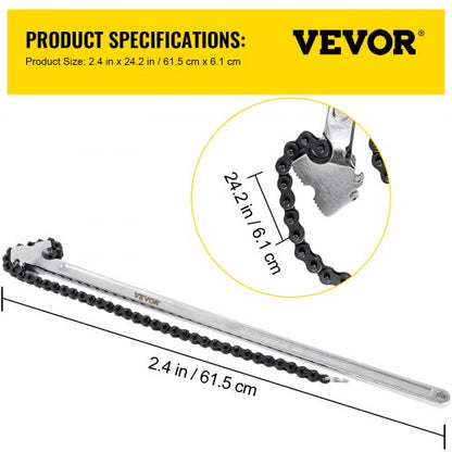 Heavy Duty Chain Wrench Carbon Steel Chain Pipe Wrench With Max Clamping Industrial Chain Strap Fil 7