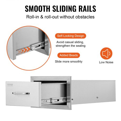 Outdoor Kitchen Drawers Stainless Steel Flush Mount Double BBQ Drawers With Handle Outdoor Kitchens 4
