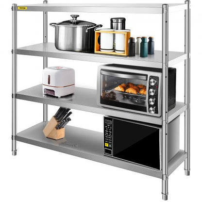 Stainless Steel Shelving Tier Adjustable Shelf Storage Unit, Heavy Duty Shelving for Kitchen, Garage, Commercial