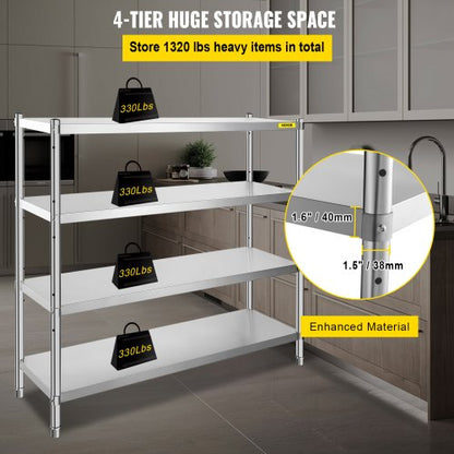 Stainless Steel Shelving Tier Adjustable Shelf Storage Unit Heavy Duty Shelving For Kitchen Garage  3