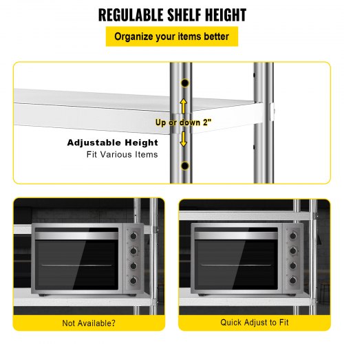 Stainless Steel Shelving Tier Adjustable Shelf Storage Unit Heavy Duty Shelving For Kitchen Garage  5