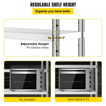 Stainless Steel Shelving Tier Adjustable Shelf Storage Unit Heavy Duty Shelving For Kitchen Garage  5
