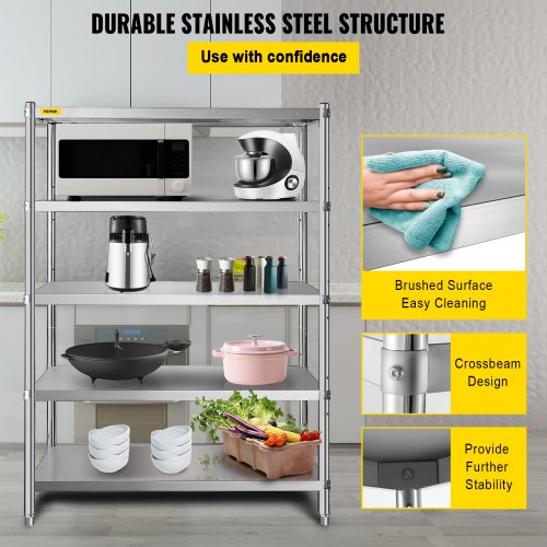 Stainless Steel Shelves HeavyDuty Adjustable Storage Rack Shelf For Kitchen Garage  Commercial Use 3