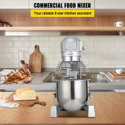 Commercial Food Mixer Speeds Adjustable RPM Heavy Duty With Stainless Steel Bowl Dough Hooks Beater 2