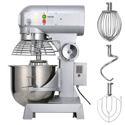 Commercial Food Mixer Speeds Adjustable RPM Heavy Duty With Stainless Steel Bowl Dough Hooks Beater 8