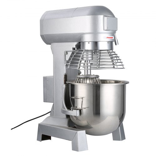 Commercial Food Mixer Speeds Adjustable RPM Heavy Duty With Stainless Steel Bowl Dough Hooks Beater 10
