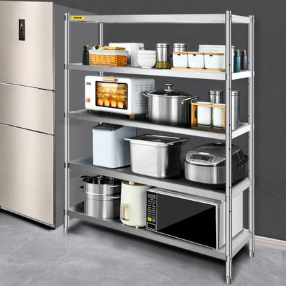 Heavy Duty Stainless Steel Shelving Adjustable Shelf Storage Rack For Kitchen Office Garage 4