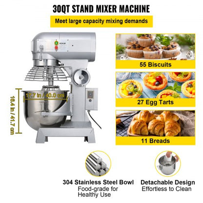 Heavy Duty Commercial Food Mixer Speed Stand Mixer With Stainless Steel Bowl Dough Hook  Whisk 3