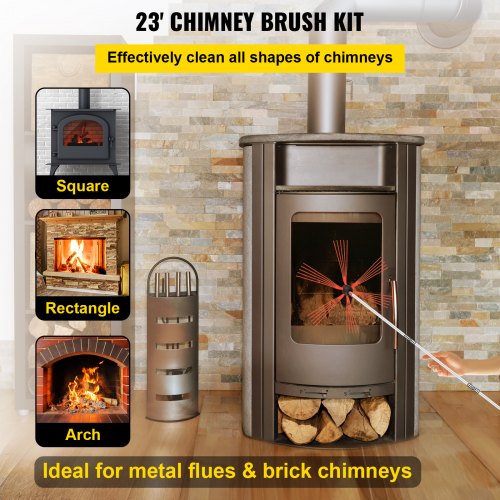 Rotary Chimney Cleaning Kit Driven By Drill Chimney Brush Kit With Nylon Flexible Rods For Fireplac 2
