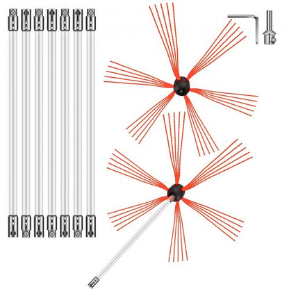 8M Rotary Chimney Cleaning Kit DrillPowered Fireplace Sweeping Tool With Durable Nylon Rods  Flexib 8
