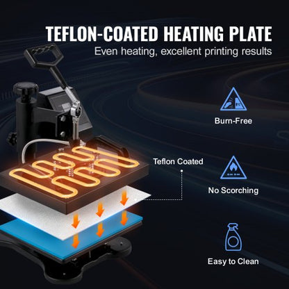 12"x10" Heat Press Machine – Digital Swing-Away Sublimation & Heat Transfer Printing Machine for T-Shirts