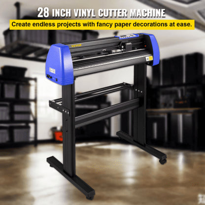 28" Vinyl Plotter Cutter Machine, 720mm Max Paper Feed with Sturdy Floor Stand, Adjustable Force