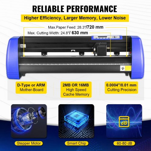 28" Vinyl Plotter Cutter Machine, 720mm Max Paper Feed with Sturdy Floor Stand, Adjustable Force