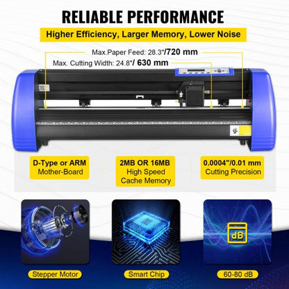 28" Vinyl Plotter Cutter Machine, 720mm Max Paper Feed with Sturdy Floor Stand, Adjustable Force